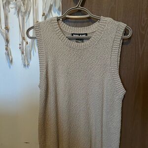 Beige Sleeveless Knit Top